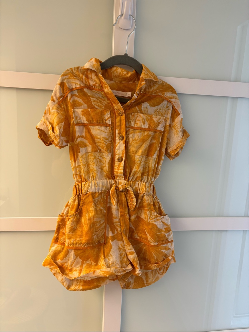 Zimmermann Kids Mae Palm Leaf Print Tropical Print Romper